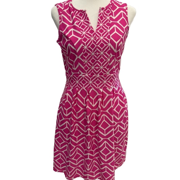 Jude Connally Fuchsia and White Patterned Mini Dress - Picture 1 of 5